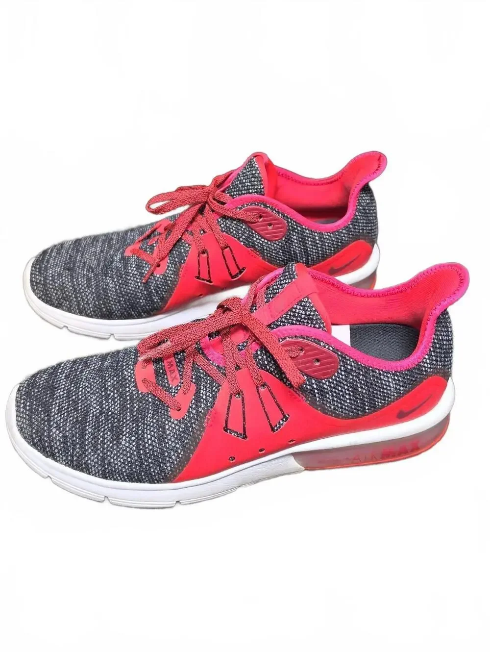 Nike Air Max Sequent 3 Women’s 9.5 Red/Gray Running Sneaker Athletic Shoe